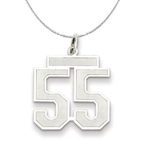 Sterling Silver, Jersey Collection, Medium Number 55 Necklace - 24 In